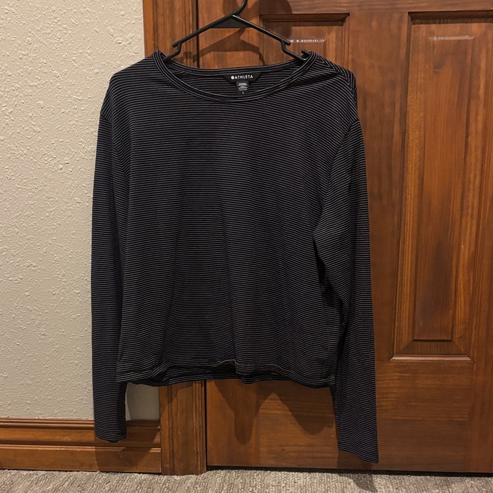 Athleta Black and White Stripe Long Sleeve - Large